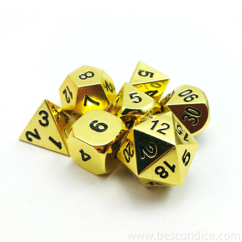 Golden Solid Metal Dice For Dnd Game 3 Golden Solid Metal Dice For Dnd Game 3